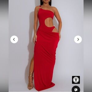 Elegant Red One-Shoulder Sexy Maxi Dress